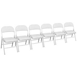TekBox White Folding Faux Leather Chairs - Set of 6