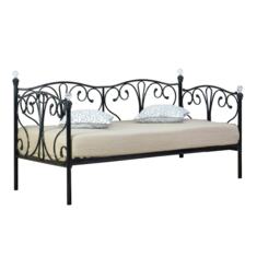 3ft Black Metal Day Bed With Crystal Finials