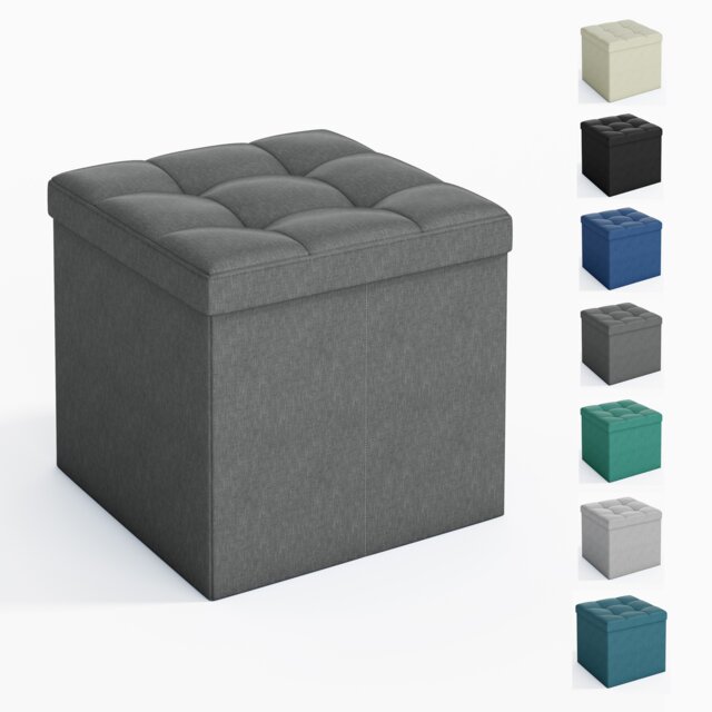 38cm Square Ottoman Foldable Storage Upholstered Foot Rest