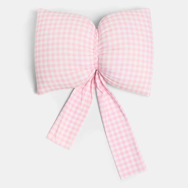 OHS Gingham Bow Shaped Filled Scatter Cushion Decorative Throw Pillow