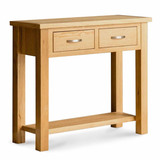 London Oak 85cm Hallway Console Table with Drawers - By Roseland Furniture