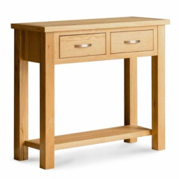 London Oak 85cm Hallway Console Table with Drawers - By Roseland Furniture