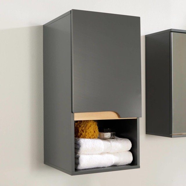 Bathroom Cabinet Wall Mounted Storage Shelf Organiser Cupboard Vanity Unit Grey