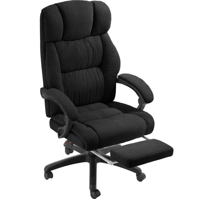 Office Chair Gillian with Folding Footrest, 360 Swivel, Padding and Velour cover Black black One Size 1