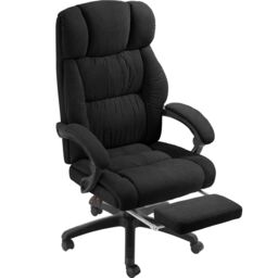 Office Chair Gillian with Folding Footrest, 360 Swivel, Padding and Velour cover Black black One Size 1
