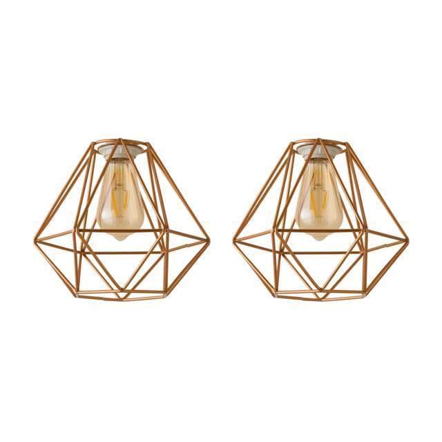 ValueLights Diablo Pair Copper Cage Ceiling Shades Copper