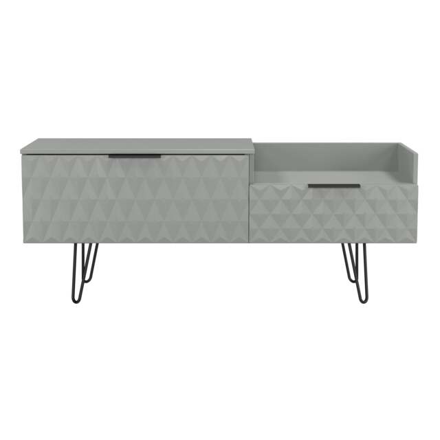 Islay 2 Drawer 2 Level Media Unit in Dusk Grey (Ready Assembled) Grey Dusk Grey