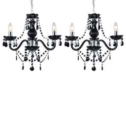 Set of 2 Black and Chrome Marie Therese Style 3 x 40W Chandelier Black Chrome 2