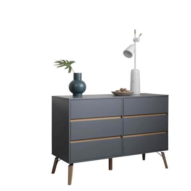 Otto Chest of Drawers 6 Drawer in Silk Grey