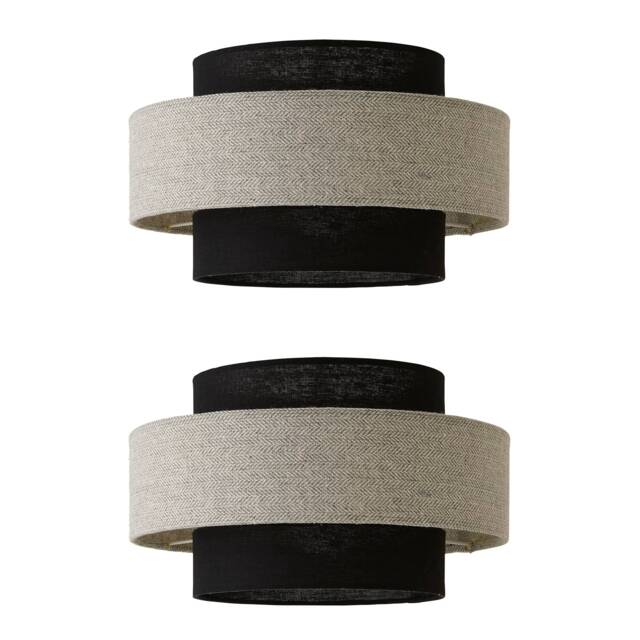 ValueLights Weaver Pair of Black & Grey Ceiling Pendant Shade Grey