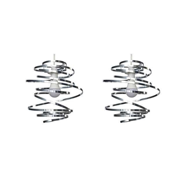 ValueLights Bensson Pair of Silver Ceiling Pendant Shade