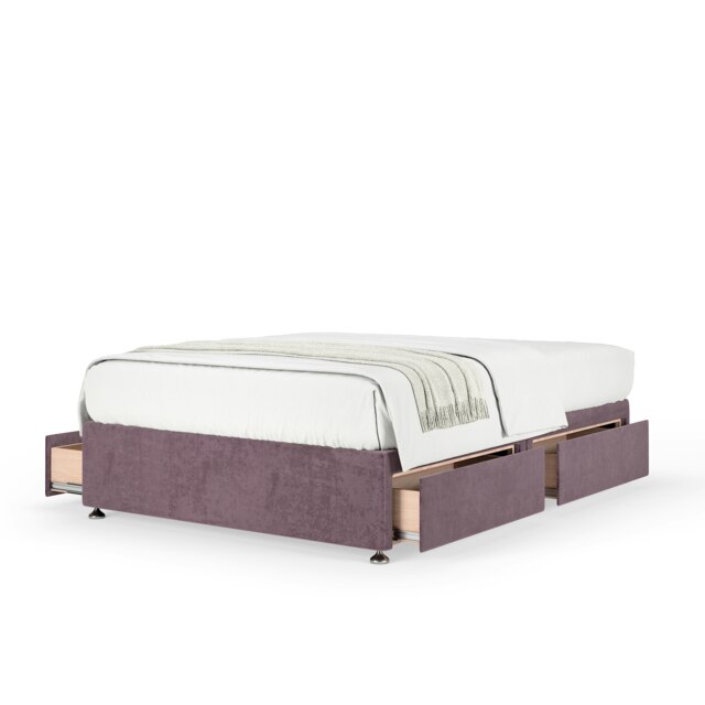 Super Ortho Orthopaedic Mauve Naples Velvet 4 Drawer Divan Set King Size