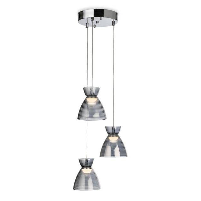 Royale 3 Light Cluster Chrome with Smoked Decorative Glass 3xLED 993lm 3000K