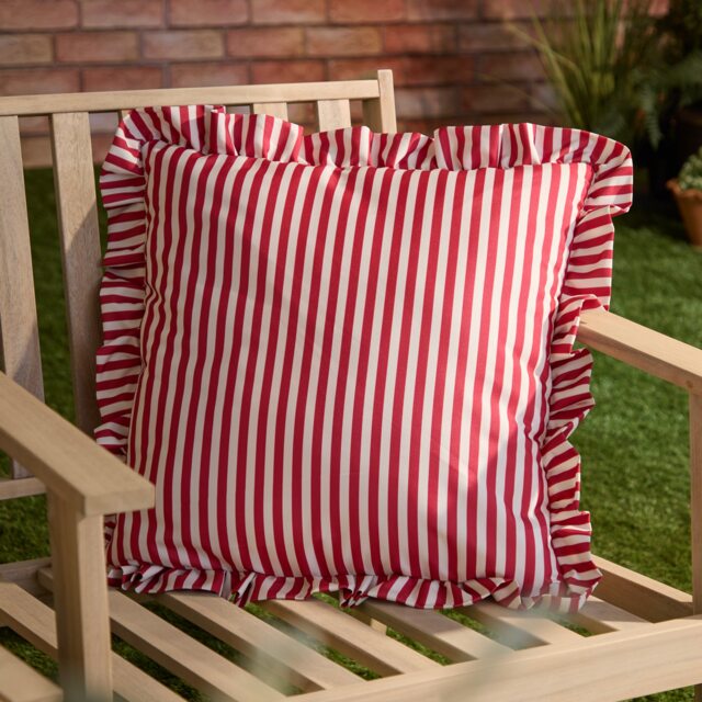 Wylder Nature Millie Ruffle Striped Outdoor Cushion