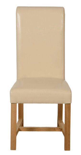 Washington Leather Dining Chairs for Dining Room or Kitchen White Cream