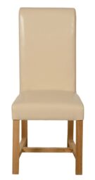 Washington Leather Dining Chairs for Dining Room or Kitchen White Cream