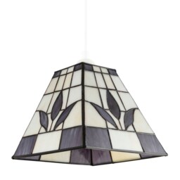 Square Purple and Amber Stained Glass Tiffany Pendant Lighting Shade Purple Purple 1