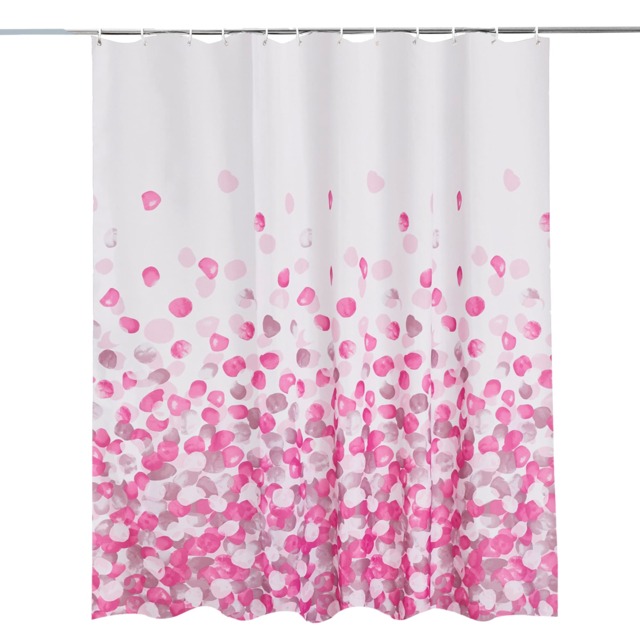 Pink Petals Polyester Fabric Shower Curtain with 12 Hooks - 180x180cm