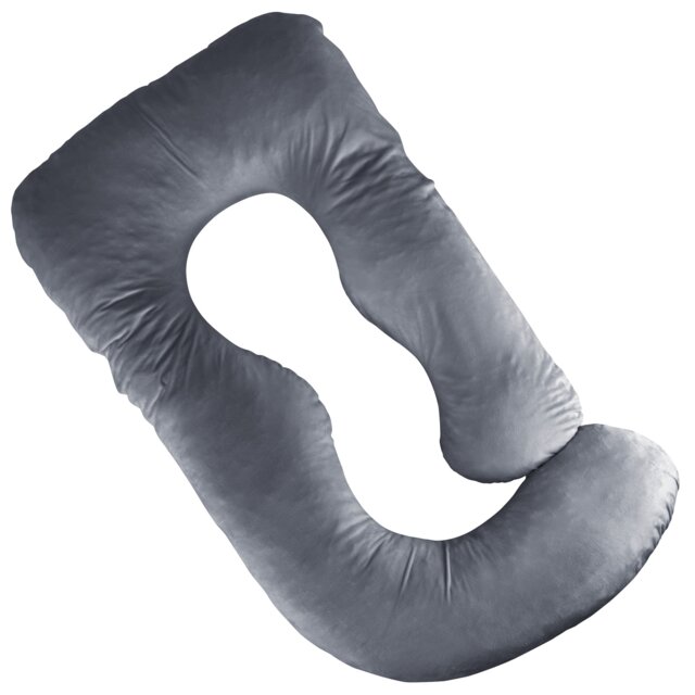 Aamira Dark Grey Pregnancy Maternity Pillow 140x70x20cm J Shaped Memory Foam Grey Dark Grey J Shape - Dark Grey 1