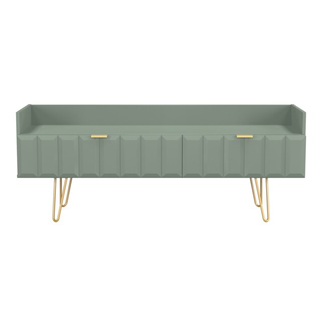 Metro 2 Drawer TV Console Unit in Reed Green (Ready Assembled) Green Reed Green