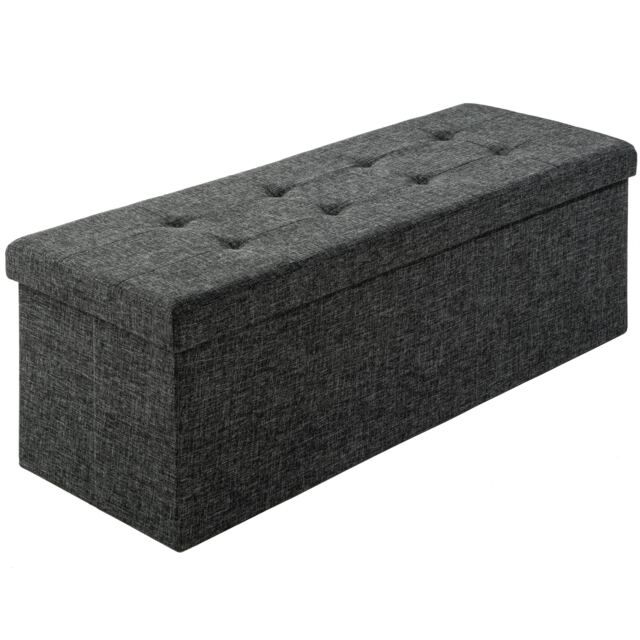 Stool - foldable, padded, polyester, large storage space, 110 x 38 x 38 cm Grey dark grey 110 x 38 x 38 cm 1