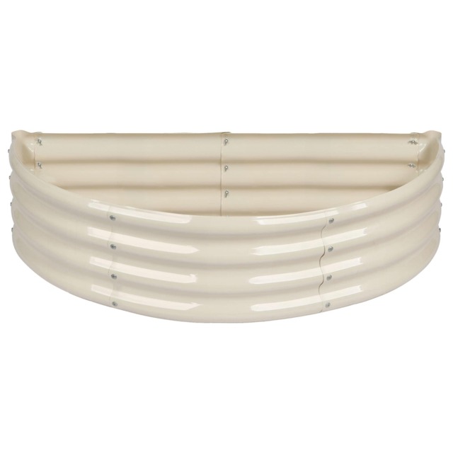 Harbour Housewares Raised Garden Bed - Ivory Semi-Circle Bottomless Galvanised Steel Metal Planter Box 120 x 60cm
