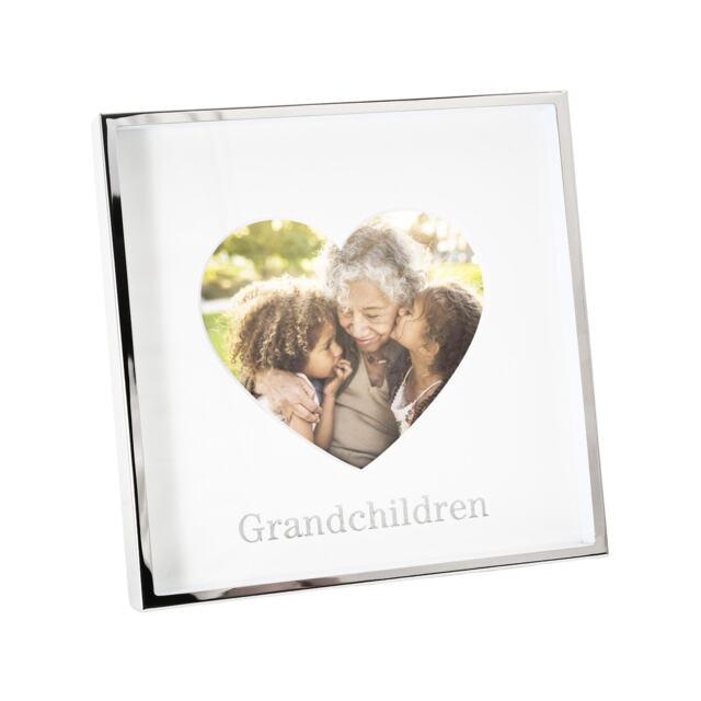 Nickel Grandchildren 4x4 Heart Frame with Silver Foil Silver One Size