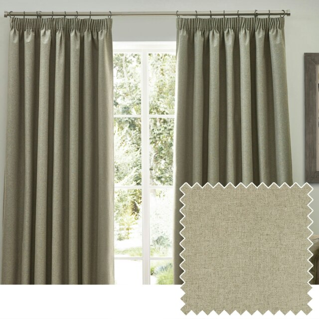 furn. Dawn Blackout Natural Pencil Pleat Curtains (W)229cm x (D)229cm Multi