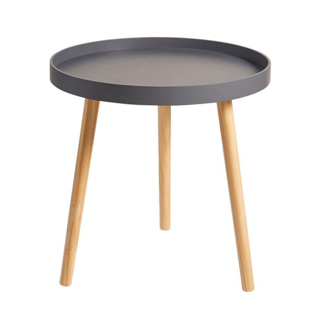 Round Coffee Accent Side Table Living Room Furniture Grey