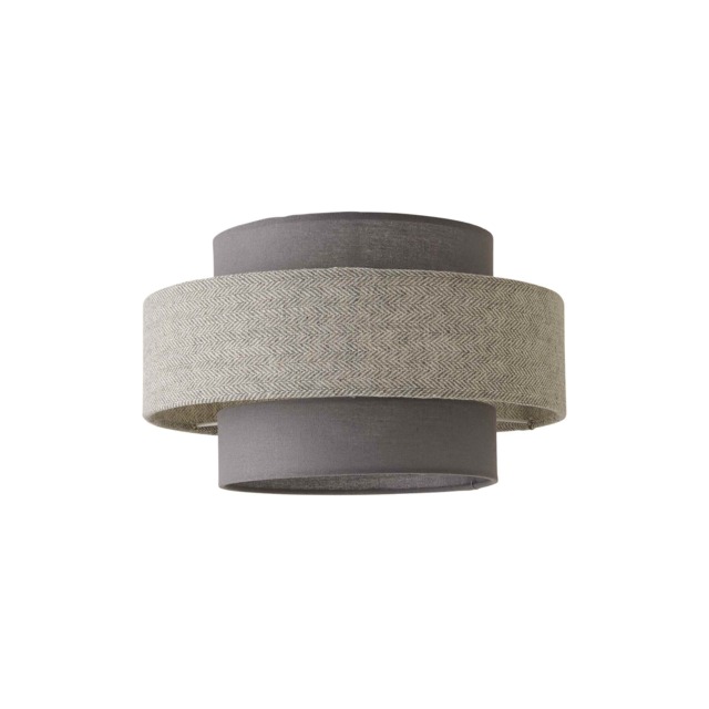 ValueLights Weaver Pair Ceiling Pendant Light Shades Dark Grey and Light Grey Herringbone and Bulbs