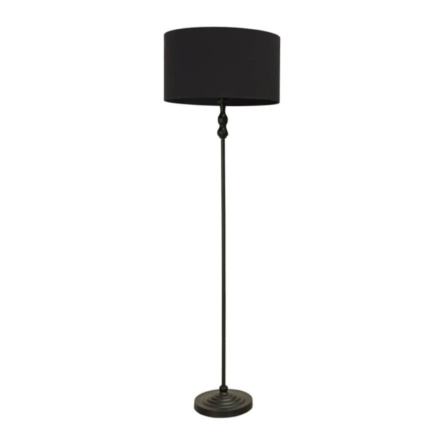 ValueLights Maggie Black Candlestick Floor Lamp Black Shade and Bulb
