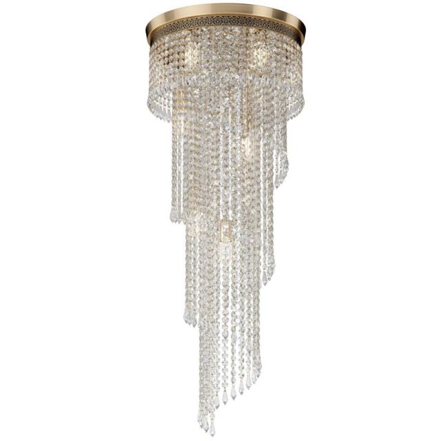 Cascade Chandelier Gold Antique & Crystal, 12 Light, E14