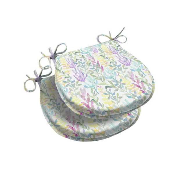 Meadow D Shape Garden Seat Pad Set of 2 Multi 35cm x 37cm x 4cm 2