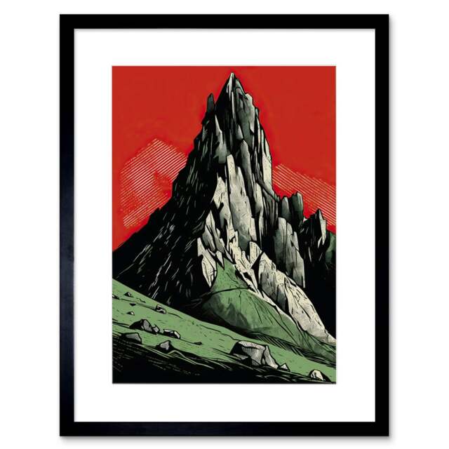 "Tryfan Mountain Snowdonia Wales Peak Sunset 9x7"" Black Framed Wall Art Print"