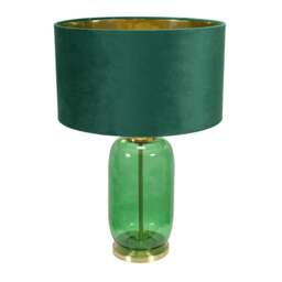 ValueLights Leigh Forest Green and Gold Table Lamp Green Velvet Gold Shade Green