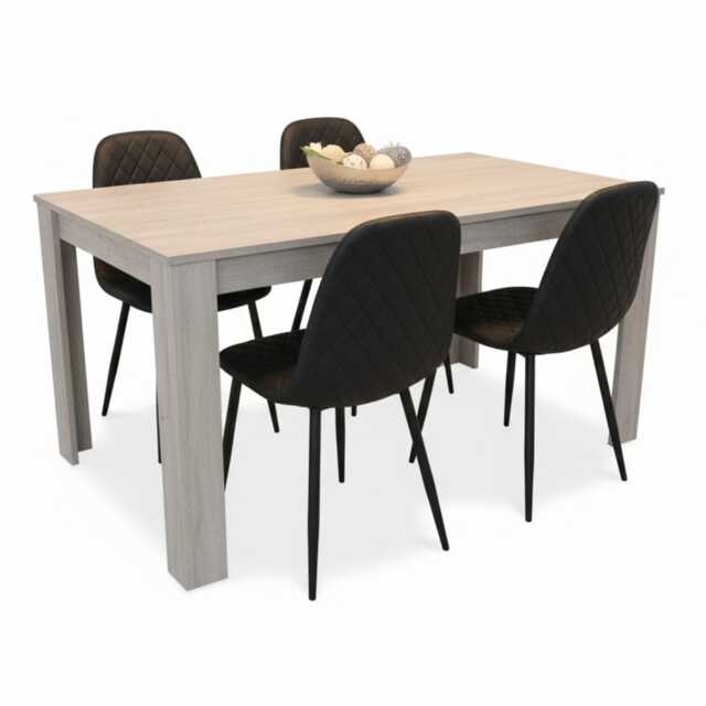 Dining Table and 4 Chairs 4 Black Faux Leather Chairs Wood Dining Set Furniture