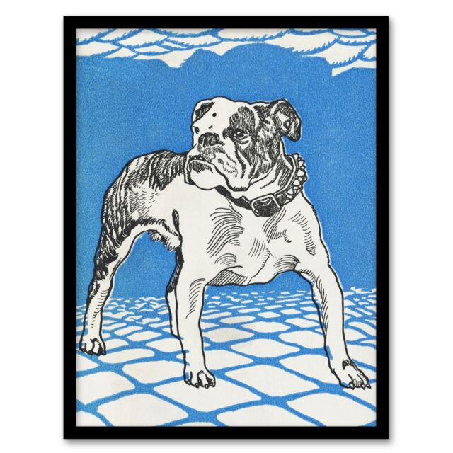 "Dog Lover Bulldog Animal Portrait Moriz Jung Framed Wall Art Print 12X16"""