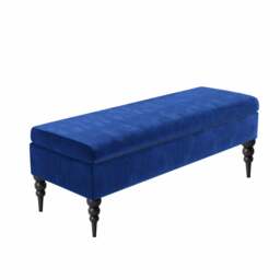 Sierra Plain 180cm Ottoman Storage Bench - Plush Velvet Shoe Bench - Sapphire Blue Upholstery Footstool with Storage