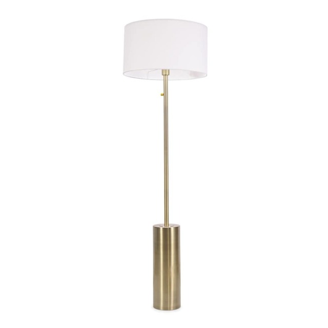 ValueLights Lexy Antique Brass Dimmable Floor Lamp White Shade and Bulb