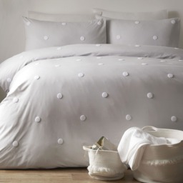 Appletree Dot Garden Duvet Cover Set Silver with White Dots