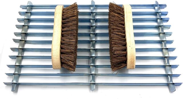 Galvanised Metal Door Mat with Integrated Boot Scraper Heavy Duty Mud Remover