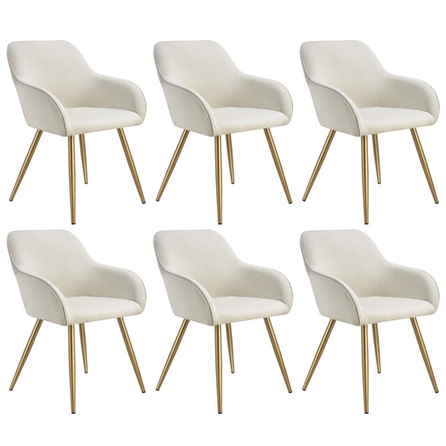 Dining Chair Marilyn - corduroy look, upholstered, armchair, continuous backrest Cream cream/gold 6