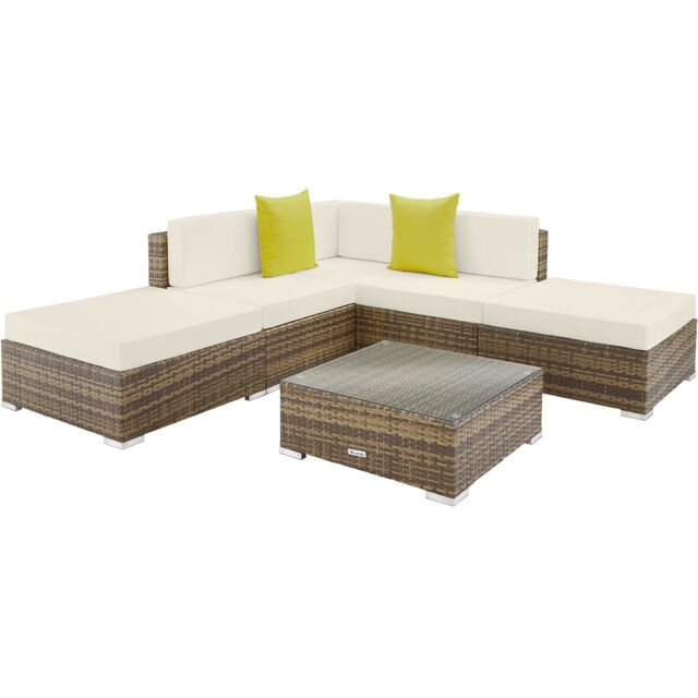 Paris Rattan Lounge Set with Aluminum Frame Cream nature 1