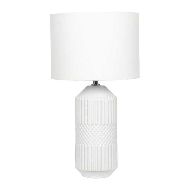 White Geo Textured Tall Ceramic Table Lamp