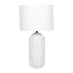 White Geo Textured Tall Ceramic Table Lamp
