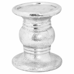 Punch Faced Large Candle Holder - Ceramic - L21 x W21 x H24 cm - Silver Silver