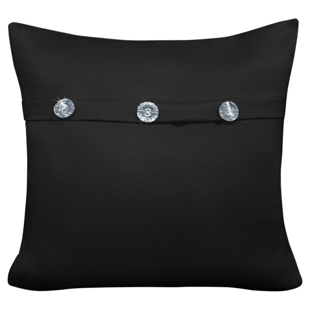 Mock Button Gem Stone Fashion Cushion - 43cm x 43cm Black