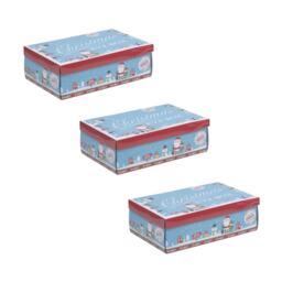 Extra Small Santa Gift Storage Boxes - 17x26.5x8.5cm Blue Blue & Set of 3 3