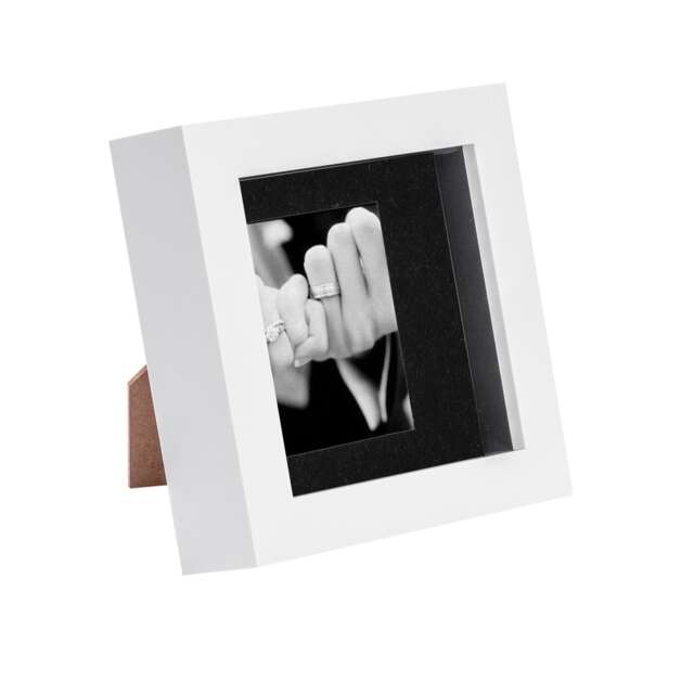 "Nicola Spring 4 x 4"" Photo Frame - White/Black Mount - 3D Photo Frame Picture Frame Box Portrait Display Case (12.5 x 12.5cm)"