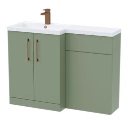 Balterley Left-Hand Bathroom Vanity and WC Unit Combination with Basin, with Handles Green Satin Green
